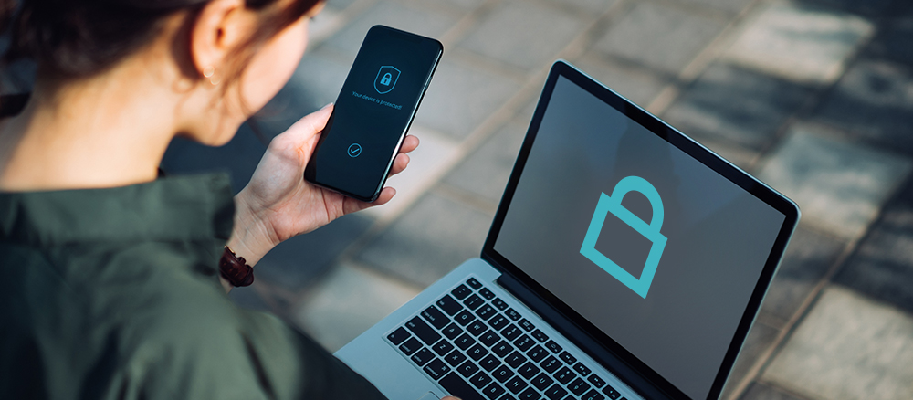 Photo of taking security measures to protect device.