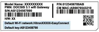 Hitron CODA-4582 Label Hitron CODA-4582 Label